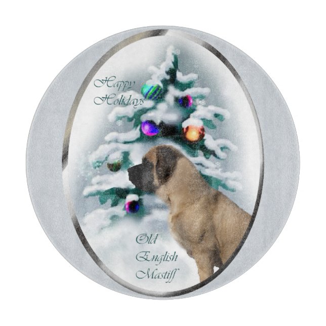 Tabla De Cortar Navidades Mastiff de Inglaterra (Anverso)