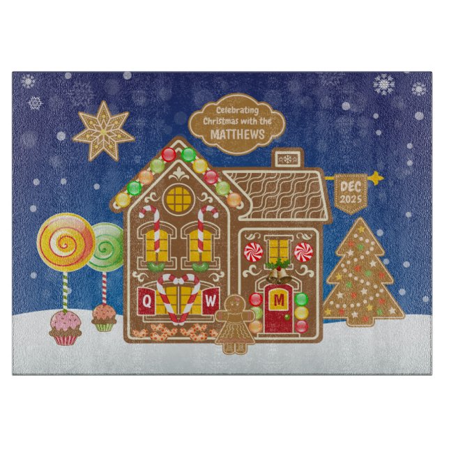 Tabla De Cortar Navidades Monograma Gingerbread  Cookies Candy (Anverso)