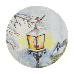 Tabla De Cortar Navidades paisaje acuático de invierno