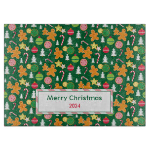 Tabla De Cortar Navidades Patrón de pan de jengibre con saludo y a