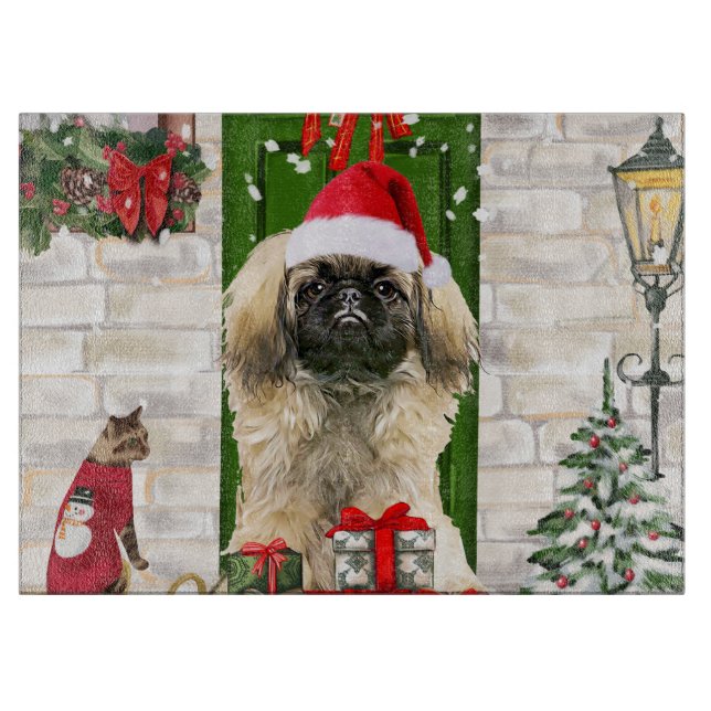 Tabla De Cortar Navidades Perros de Pekín (Anverso)