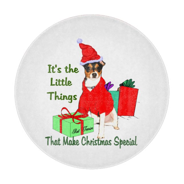 Tabla De Cortar Navidades personalizares de Rat Terrier (Anverso)