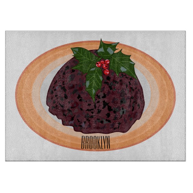 Tabla De Cortar Navidades pudding personalizado ilustracion (Anverso)