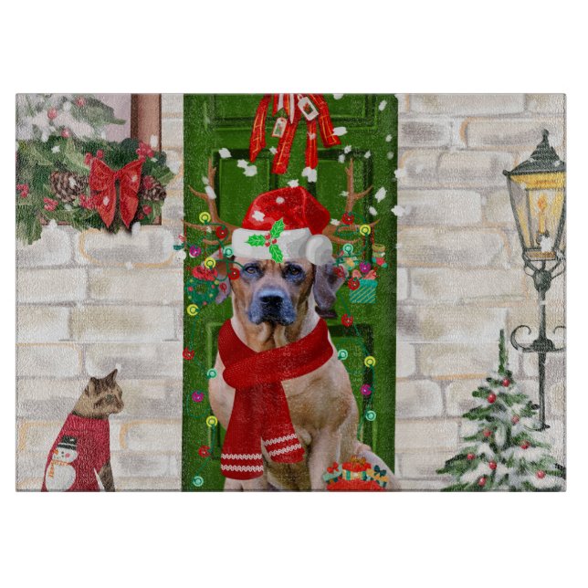 Tabla De Cortar Navidades Ridgeback Perro Rhodes (Anverso)