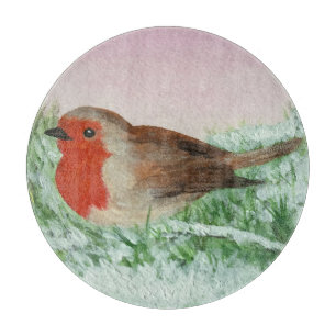 Tabla De Cortar Navidades Robin Hand Painted