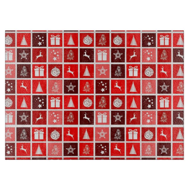 Tabla De Cortar Navidades rojos festividad reno de árbol lindo (Anverso)