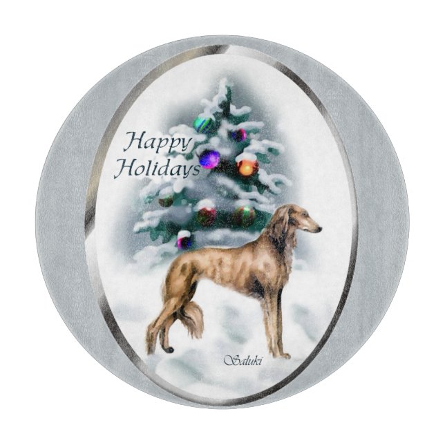 Tabla De Cortar Navidades Saluki (Anverso)