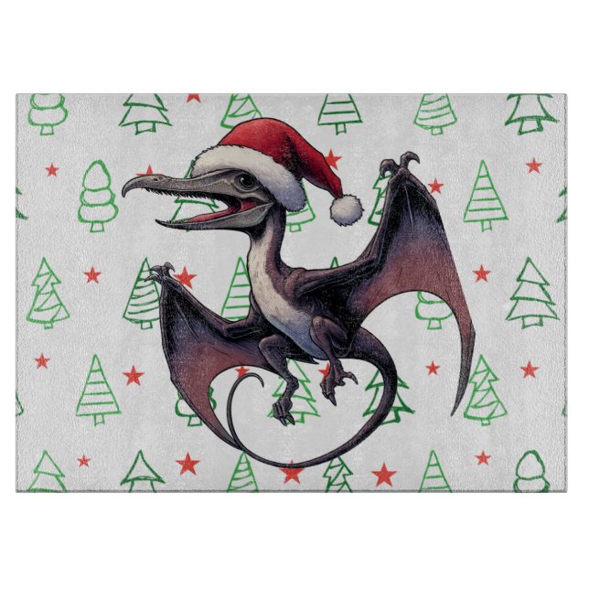 Tabla De Cortar Navidades Santa hat pterodáctilo (Anverso)