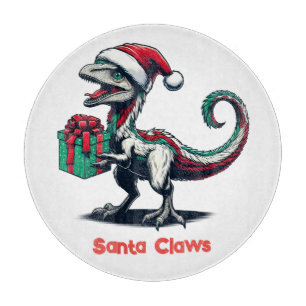 Tabla De Cortar Navidades Santa hat raptor