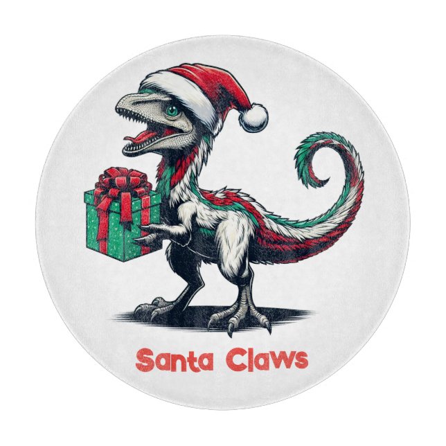 Tabla De Cortar Navidades Santa hat raptor (Anverso)