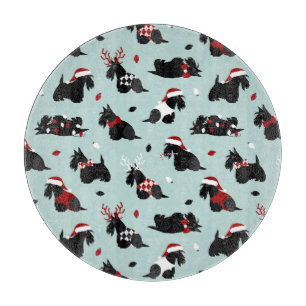 Tabla De Cortar Navidades Scottish Terrier Blue