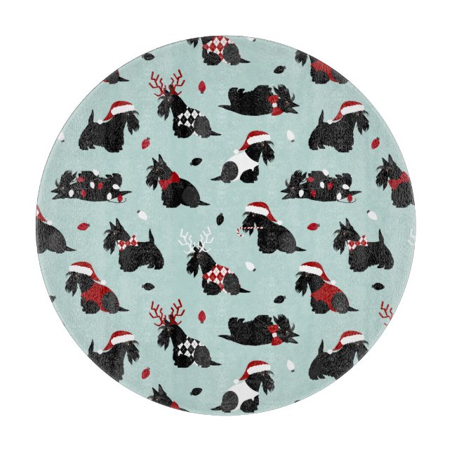 Tabla De Cortar Navidades Scottish Terrier Blue (Anverso)