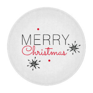 Tabla De Cortar Navidades Snowflakes Black and Red