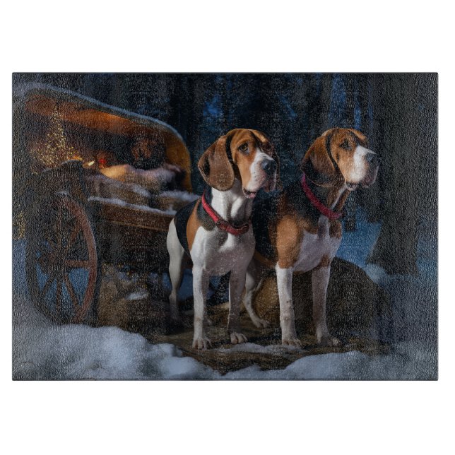 Tabla De Cortar Navidades Snowy Sleigh de Foxhound Inglés American (Anverso)