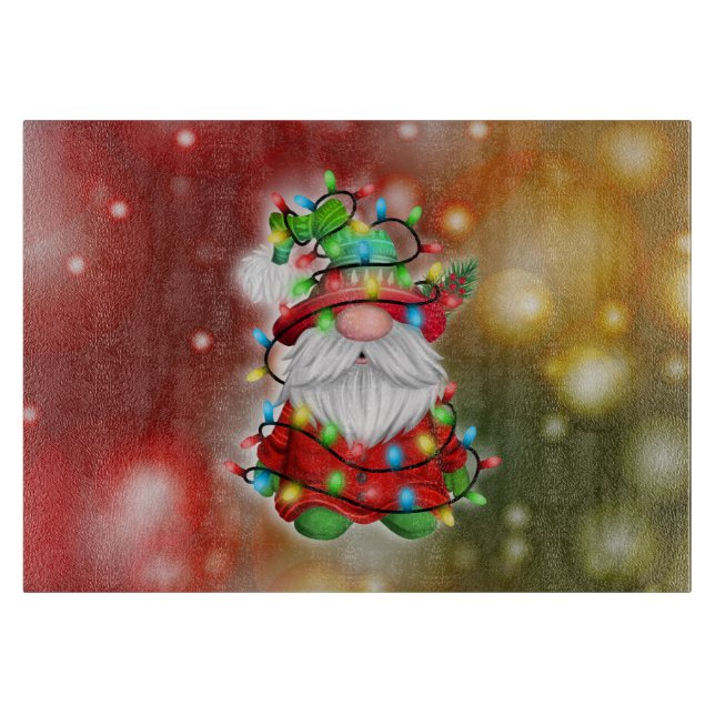 Tabla De Cortar Navidades Sweater Gnome Holiday Luces Tangle (Anverso)