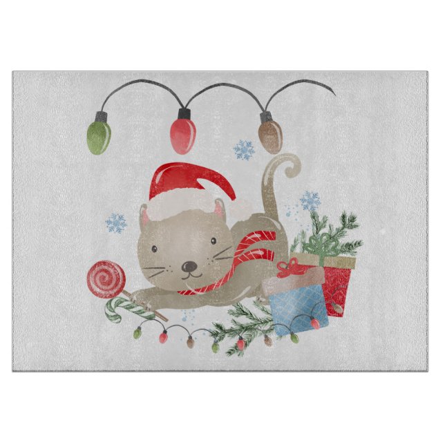 Tabla De Cortar Navidades tablero de corte de vidrio Kitty (Anverso)