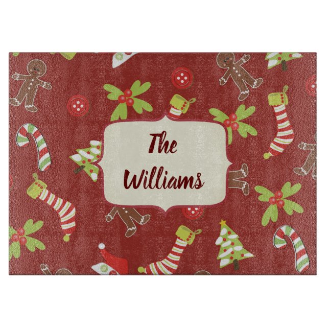 Tabla De Cortar Navidades Tema rojo y verde (Anverso)