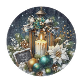 Tabla De Cortar Navidades velas y puninsettas