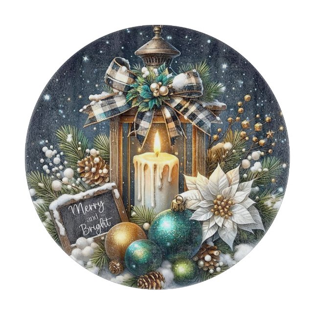 Tabla De Cortar Navidades velas y puninsettas (Anverso)