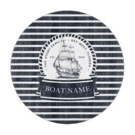 Tabla De Cortar Navy Blue Boat Modern Personalizado