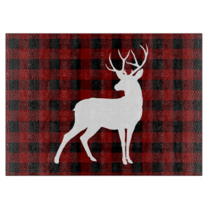 Tabla De Cortar Negrita y Hermosa Plaid de búfalo Rojo y Ciervo