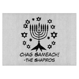 Tabla De Cortar Negro - Menorah Chag Sameach Glass