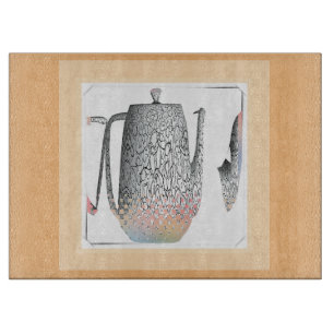 Tabla De Cortar Negro Y Blanco Con Cristal Pastel De Café