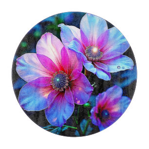 Tabla De Cortar Neon Bloom Flower Magic Glow Design