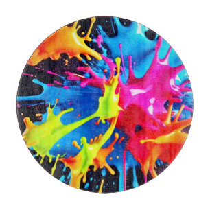 Tabla De Cortar Neón brillante estalla en arte abstracto