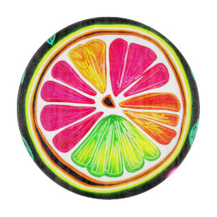 Tabla De Cortar Neon Citrus Fruit Fiesta