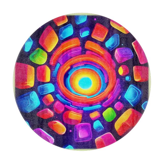 Tabla De Cortar Neon Cube Vortex Art (Anverso)