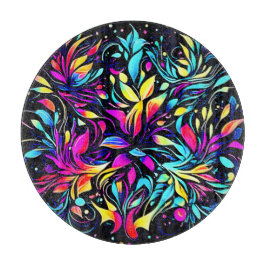 Tabla De Cortar Neon Floral Burst Art