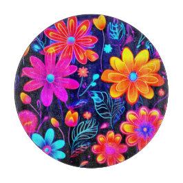 Tabla De Cortar Neon Floral Fantasy