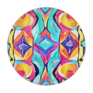 Tabla De Cortar Neon Geometric Fusion Art