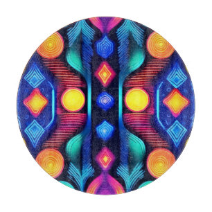 Tabla De Cortar Neon Geometric Mandala Art