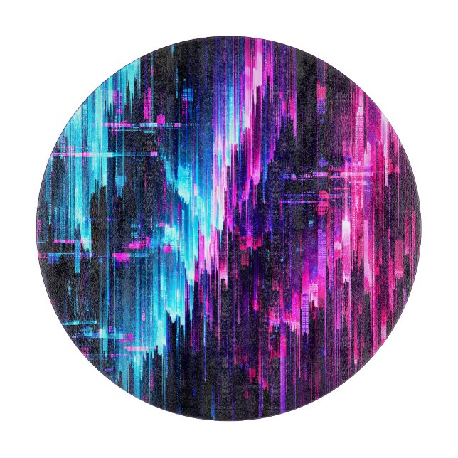 Tabla De Cortar Neon Glitch Data Stream Abstract (Anverso)