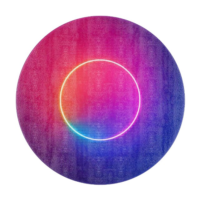 Tabla De Cortar Neon Glow Circle Abstract Art (Anverso)