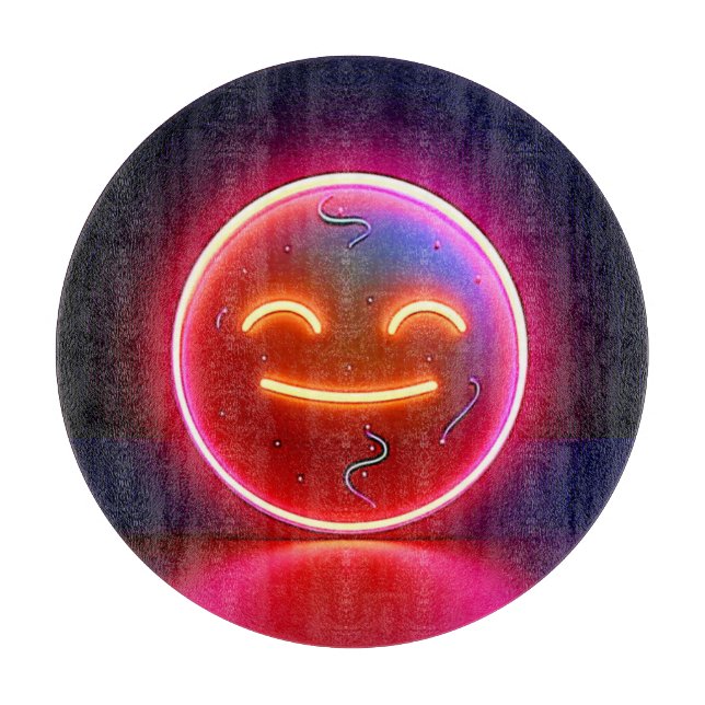 Tabla De Cortar Neon Glow Happy Face Art (Anverso)