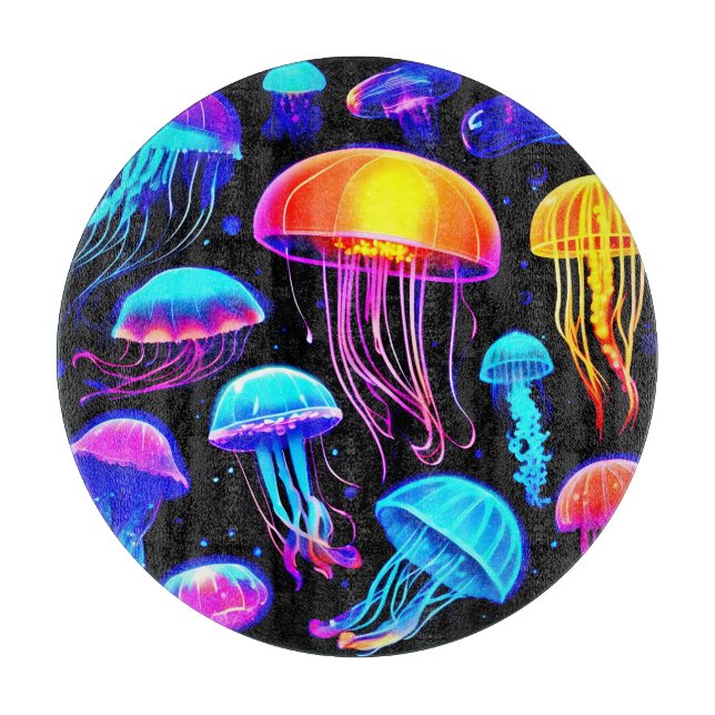 Tabla De Cortar Neon Jellyfish (Anverso)