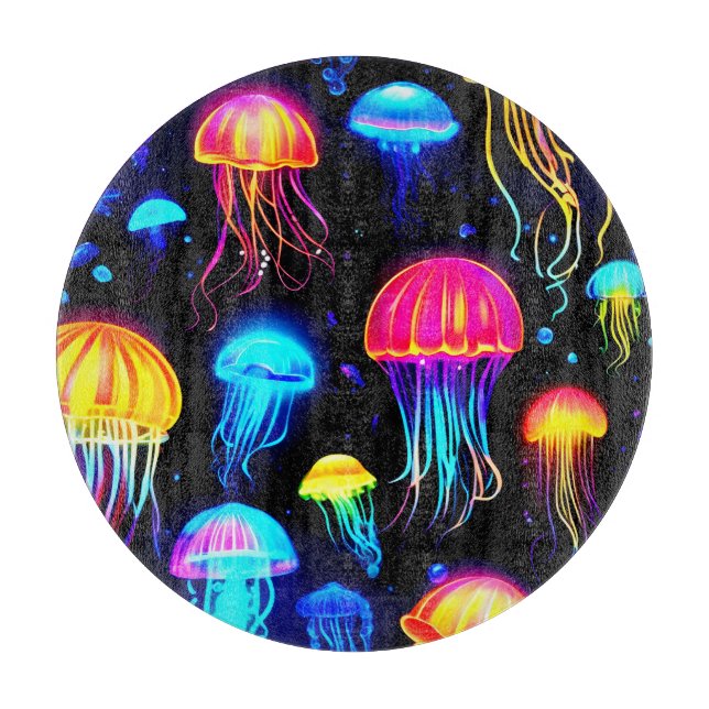 Tabla De Cortar Neon Jellyfish Dreamscape (Anverso)