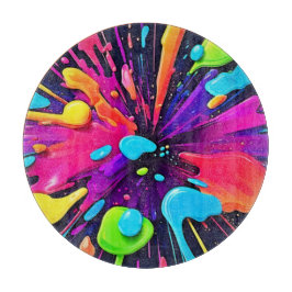 Tabla De Cortar Neon Paint Burst Art