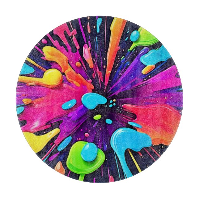 Tabla De Cortar Neon Paint Burst Art (Anverso)