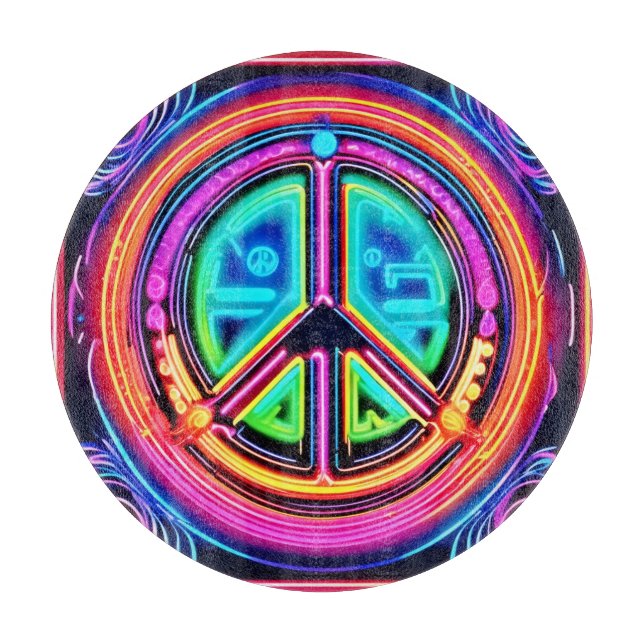 Tabla De Cortar Neon Peace Mandala (Anverso)