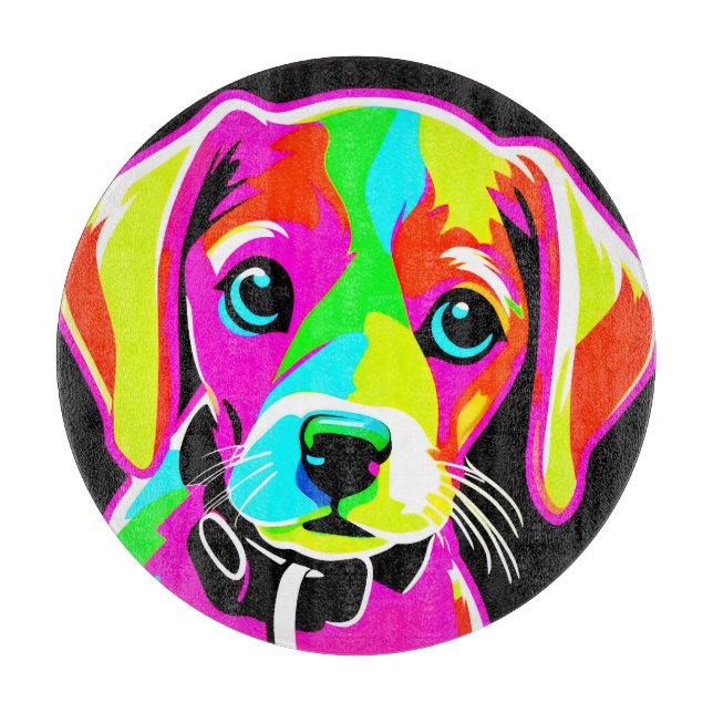 Tabla De Cortar Neon Puppy Pop Art (Anverso)