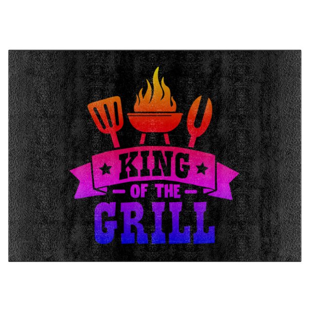 Tabla De Cortar Neon Rainbow King Of The Grill (Anverso)