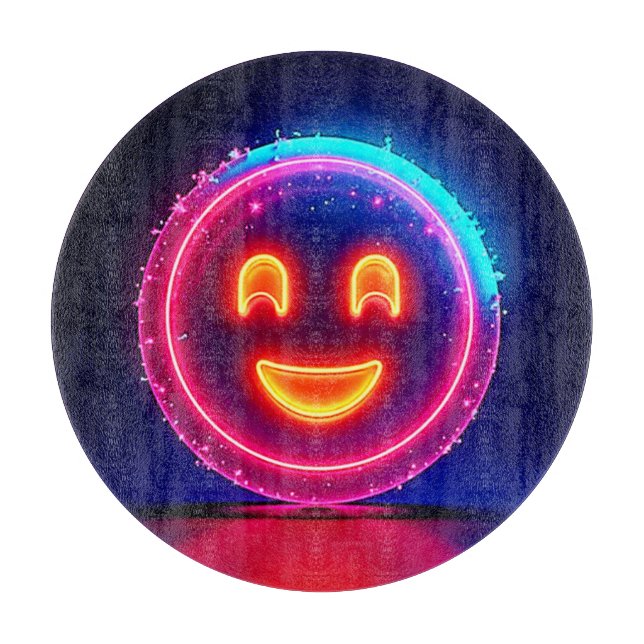 Tabla De Cortar Neon Smile: Bright Happy Glow Design (Anverso)