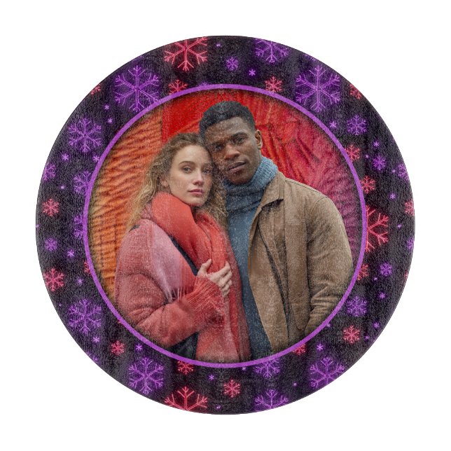 Tabla De Cortar Neon Snowflakes (Anverso)