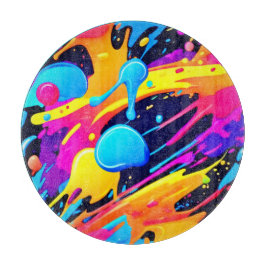 Tabla De Cortar Neon Splatter Paint Art