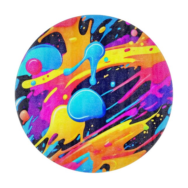 Tabla De Cortar Neon Splatter Paint Art (Anverso)