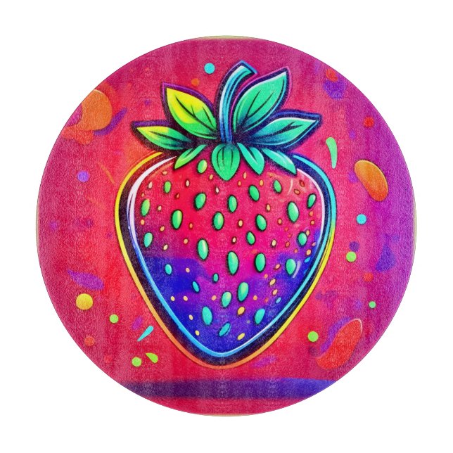 Tabla De Cortar Neon Strawberry Pop (Anverso)
